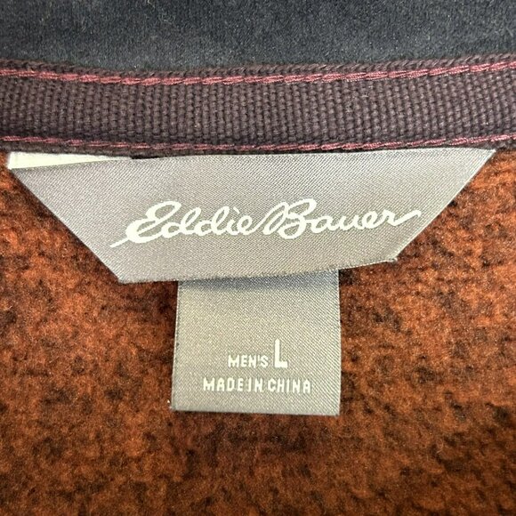 Eddie Bauer Pullover Snap Fleece Men Size Large Brown Better Sweater - Picture 3 of 4